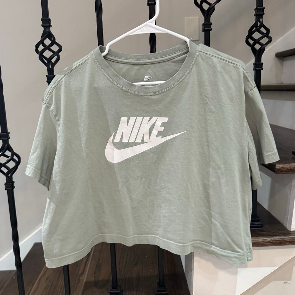 Nike Cropped Ringer Tee - “The Nike Tee” - in sage green, size XL
